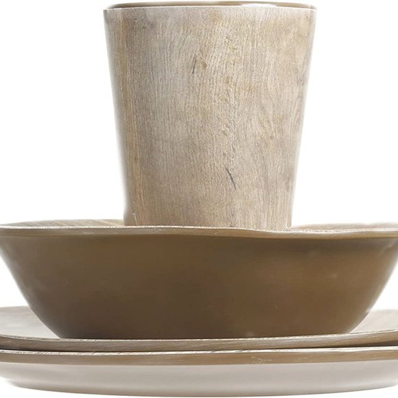 Gibson Home Woodlands Round Melamine Dinnerware Set, Service for 4 (16pcs) NIB - Picture 8 of 8